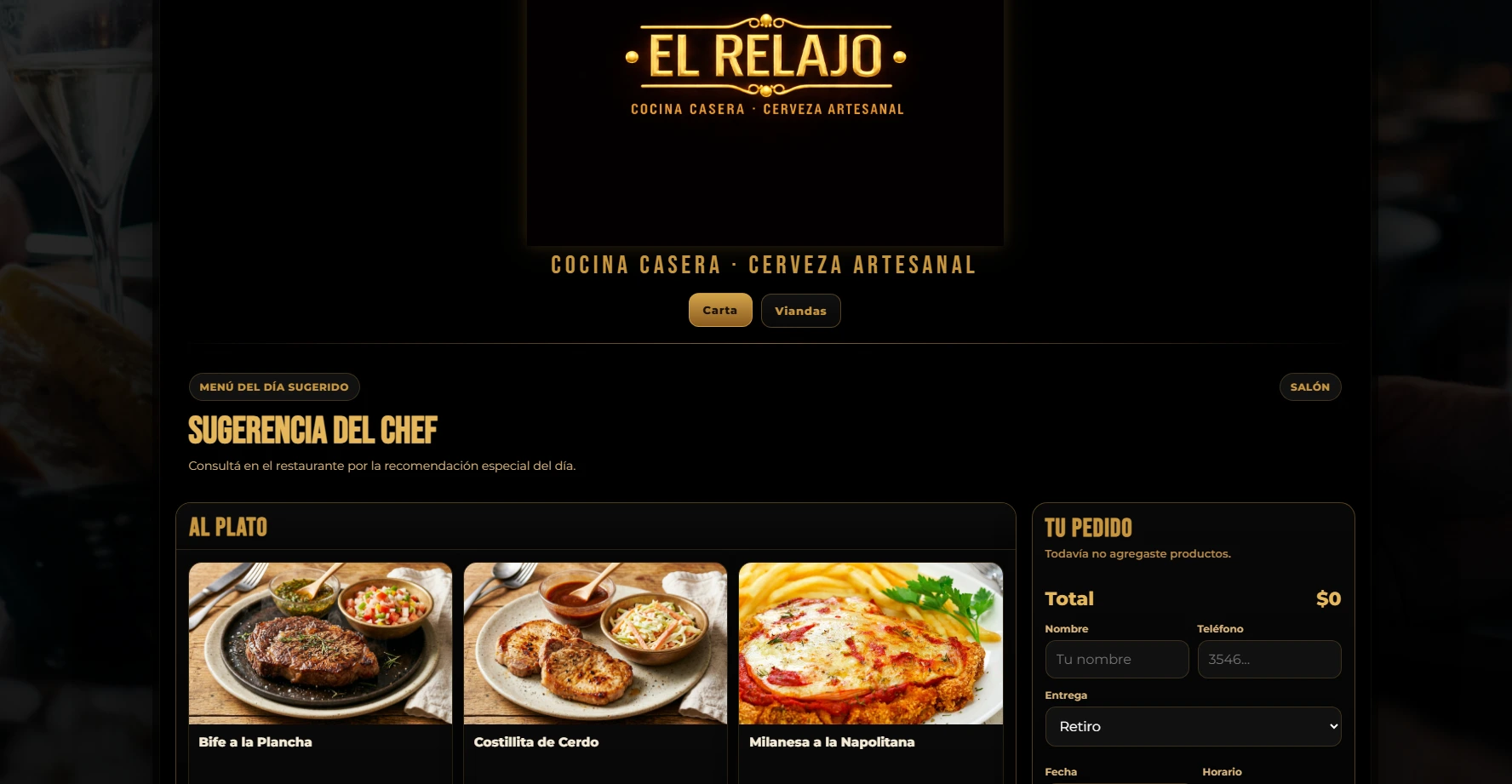 El Relajo, carta digital y pedidos